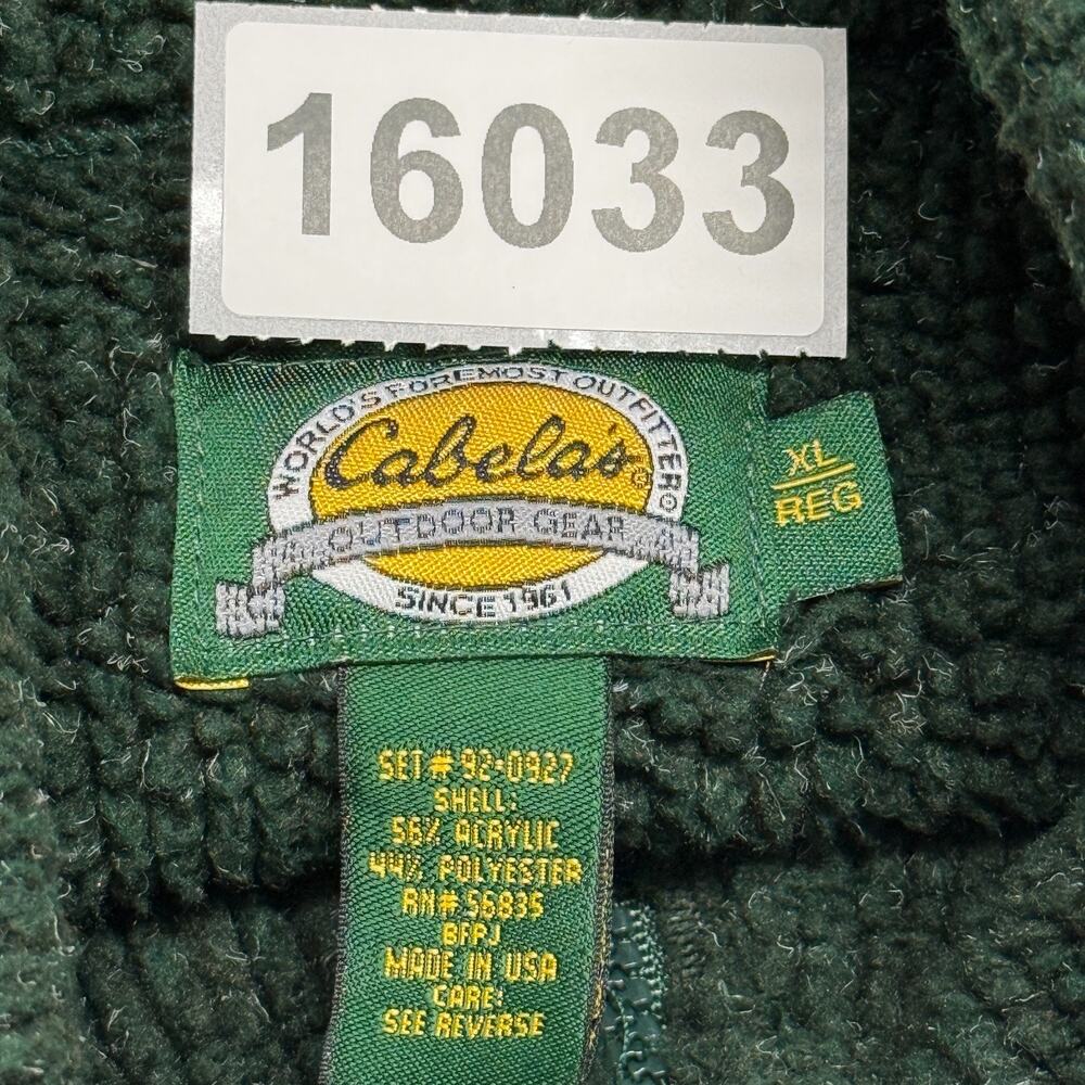 Cabelas‎ Sweater Mens XL Green 1/4 Zip Pullover Pockets Long Sleeve Sweatshirt - Picture 11 of 11